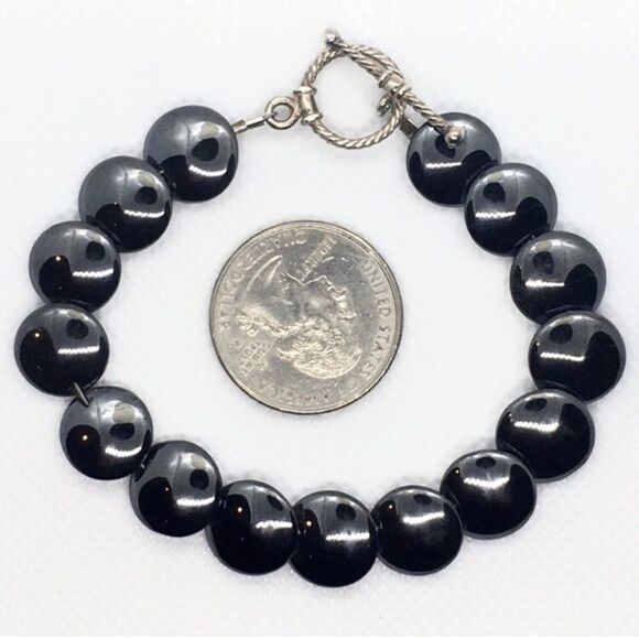 Genuine Hematite Sterling Silver 925 VTG Bracelet - Picture 8 of 9